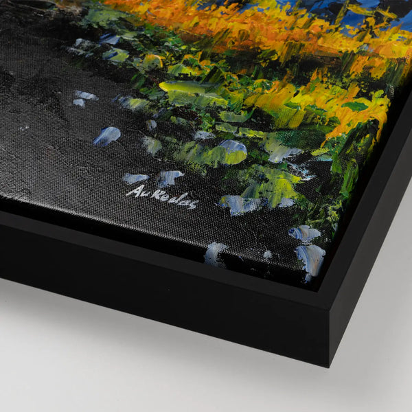 Leinwandbild handgemalt mit Acrylfarbe und Strukturpaste im Hochformat, Die Reise, 120x160 mit Bilderrahmen in Schwarz