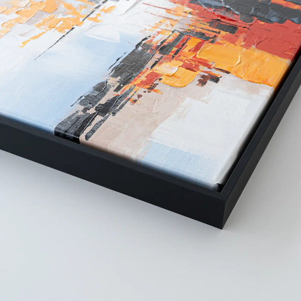 Leinwandbild handgemalt mit Acrylfarbe und Strukturpaste im Hochformat, Fragilitaet des Augenblicks, 120x160 mit Bilderrahmen in Schwarz