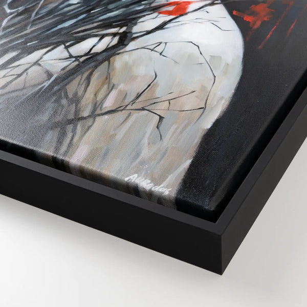 Leinwandbild handgemalt mit Acrylfarbe und Strukturpaste im Hochformat, Wo das Fleisch verstummt, 120x160 mit Bilderrahmen in Schwarz