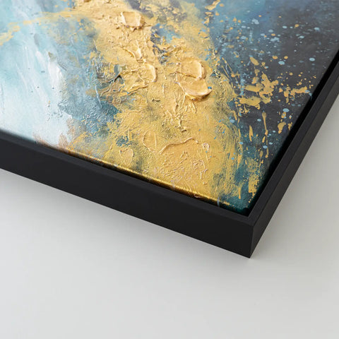 Leinwandbild handgemalt mit Acrylfarbe und Strukturpaste im Hochformat, Der Raum dazwischen, 120x160 mit Bilderrahmen in Schwarz