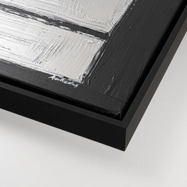 Leinwandbild handgemalt Gemälde mit Acrylfarbe und Strukturpaste im Panorama, Reflexion, 160x80 mit Bilderrahmen in Schwarz