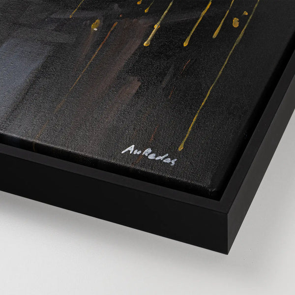 Leinwandbild handgemalt mit Acrylfarbe und Strukturpaste im Hochformat, Preis der Stille, 120x160 mit Bilderrahmen in Schwarz