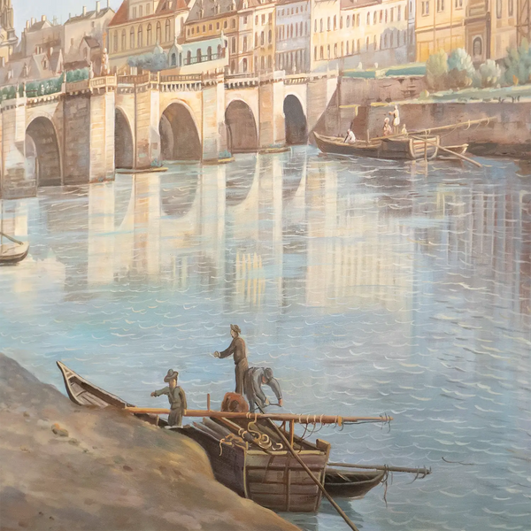 Dresden vom rechten Elbufer unterhalb der Augustusbrücke