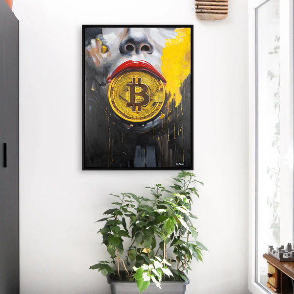 Leinwandbild handgemalt mit Acrylfarbe und Strukturpaste im Hochformat, Preis der Stille, 120x160 mit Bilderrahmen in Eiche Hell