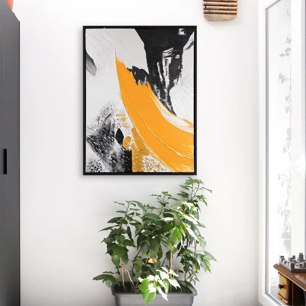 Leinwandbild handgemalt mit Acrylfarbe und Strukturpaste im Hochformat, Resonanz des Geistes, 120x160 mit Bilderrahmen in Eiche Hell