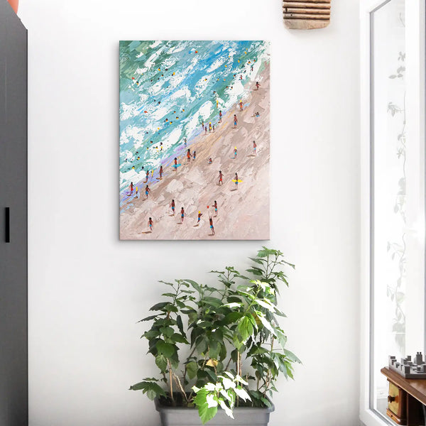 Leinwandbild handgemalt mit Acrylfarbe und Strukturpaste im Hochformat, Raetsel der Existenz, 60x80 mit Bilderrahmen in Eiche Dunkel