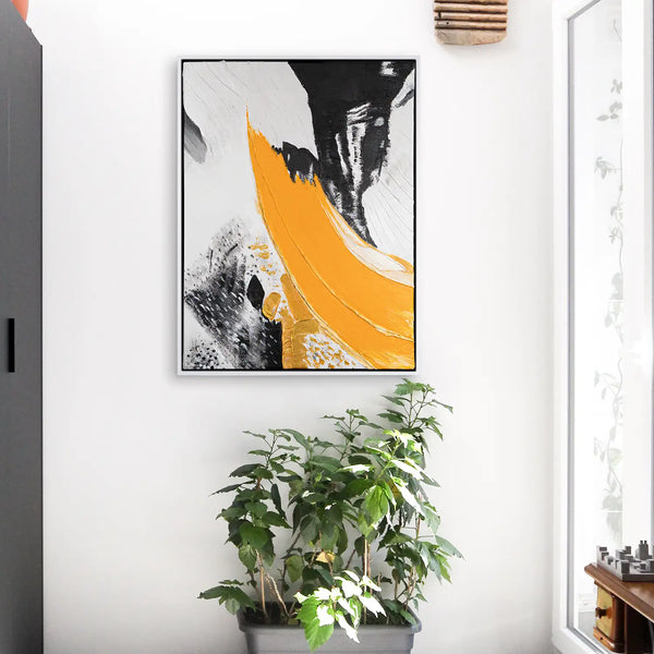 Leinwandbild handgemalt mit Acrylfarbe und Strukturpaste im Hochformat, Resonanz des Geistes, 90x120 mit Bilderrahmen in Weiß