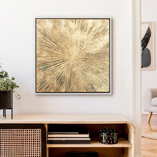 Leinwandbild handgemalt mit Acrylfarbe und Strukturpaste im Quadratisch, Schatten des Seins, 100x100 mit Bilderrahmen in Weiß