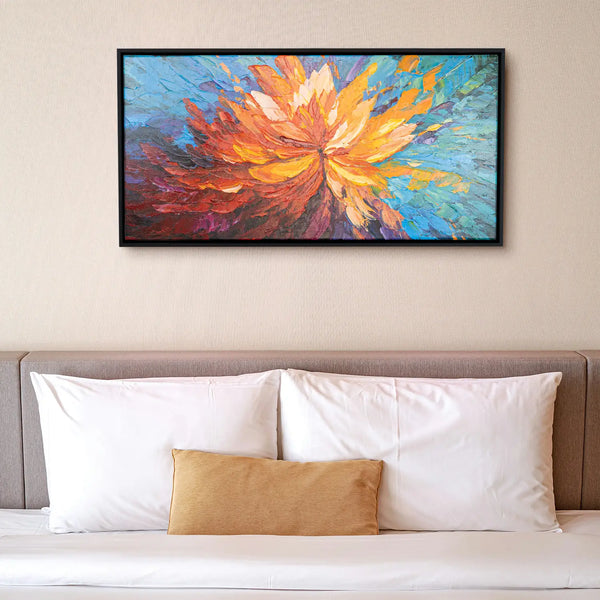 Leinwandbild handgemalt Gemälde mit Acrylfarbe und Strukturpaste im Panorama, Balance im Chaos, 200x100 ohne Rahmen