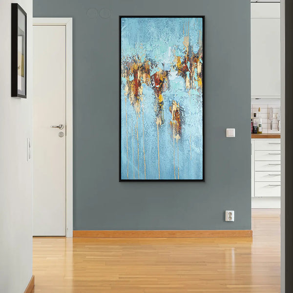 Leinwandbild handgemalt Gemälde mit Acrylfarbe und Strukturpaste im Hochformat, Zeitlose Seele, 100x200 ohne Rahmen