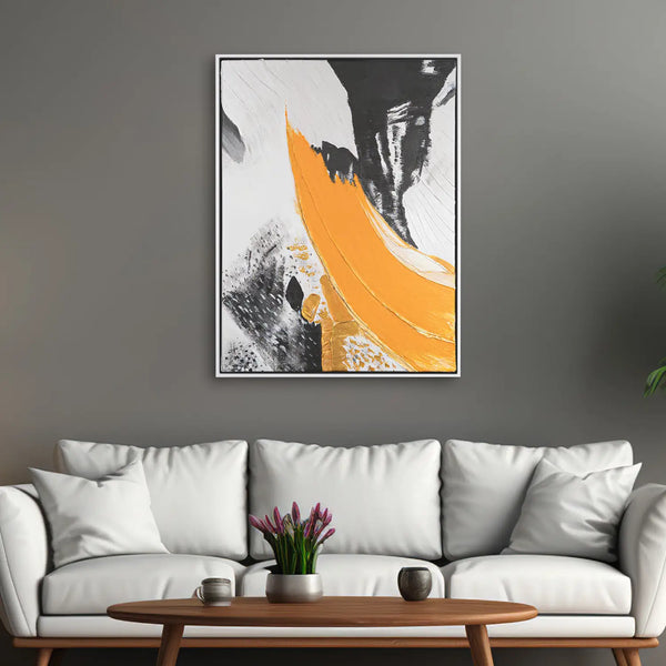 Leinwandbild handgemalt mit Acrylfarbe und Strukturpaste im Hochformat, Resonanz des Geistes, 90x120 mit Bilderrahmen in Schwarz