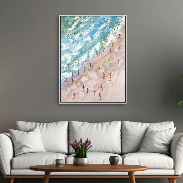 Leinwandbild handgemalt mit Acrylfarbe und Strukturpaste im Hochformat, Raetsel der Existenz, 90x120 mit Bilderrahmen in Schwarz