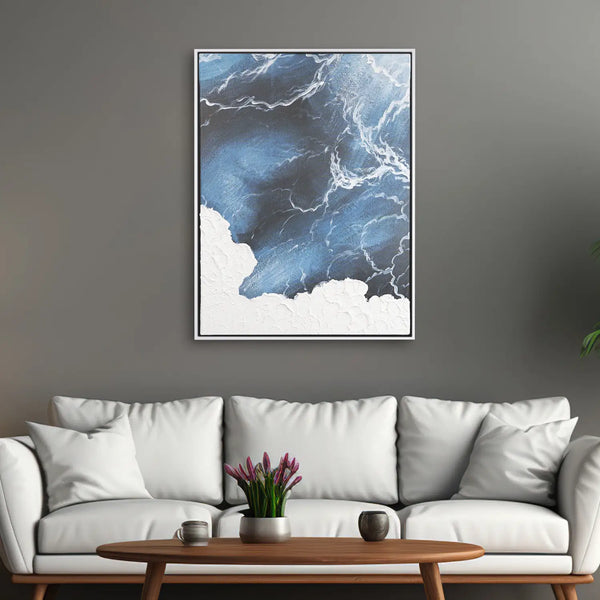 Leinwandbild handgemalt mit Acrylfarbe und Strukturpaste im Hochformat, Polaritaeten des Lebens1, 90x120 mit Bilderrahmen in Schwarz