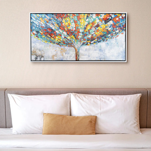 Leinwandbild handgemalt mit Acrylfarbe und Strukturpaste im Panorama, Klang der Stille, 70x140 mit Bilderrahmen in Schwarz