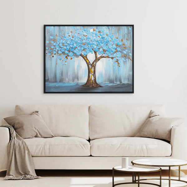 Leinwandbild handgemalt mit Acrylfarbe und Strukturpaste, Baum der Ewigkeit, 150x200 mit Bilderrahmen in Weiß