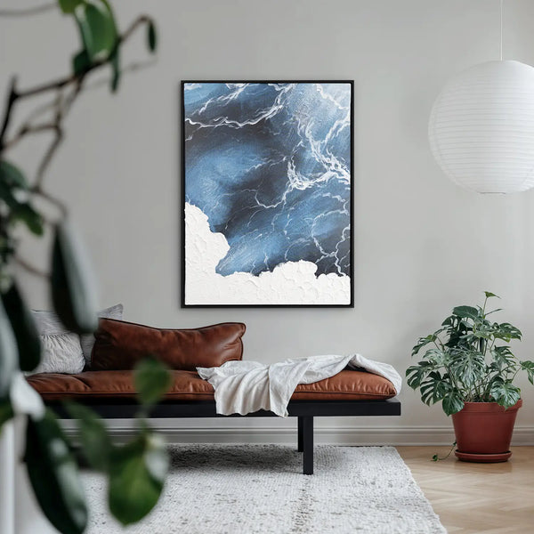 Leinwandbild handgemalt mit Acrylfarbe und Strukturpaste im Hochformat, Polaritaeten des Lebens1, 150x200 mit Bilderrahmen in Weiß