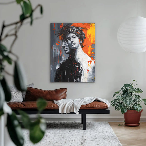 Leinwandbild handgemalt mit Acrylfarbe und Strukturpaste im Hochformat, Romulus and Remus, 75x100 ohne Rahmen