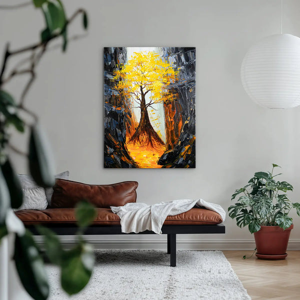 Leinwandbild handgemalt mit Acrylfarbe und Strukturpaste im Hochformat, Im Herz der Tiefe, 75x100 ohne Rahmen