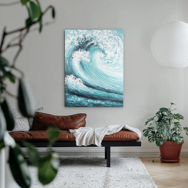 Leinwandbild handgemalt mit Acrylfarbe und Strukturpaste im Hochformat, Das unendliche Spiel, 75x100 ohne Rahmen