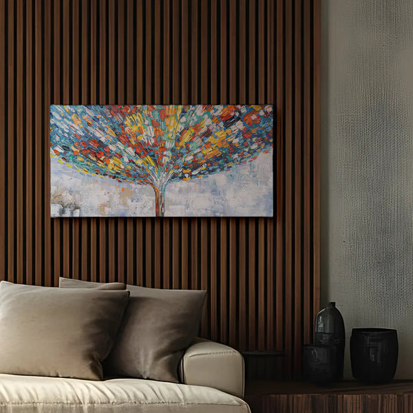 Leinwandbild handgemalt mit Acrylfarbe und Strukturpaste im Panorama, Klang der Stille, 60x120 ohne Rahmen