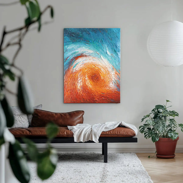 Leinwandbild handgemalt mit Acrylfarbe und Strukturpaste im Hochformat, Im Wirbel der Zeit, 75x100 ohne Rahmen