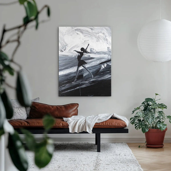 Leinwandbild handgemalt mit Acrylfarbe und Strukturpaste im Hochformat, Die Taenzerin, 75x100 ohne Rahmen