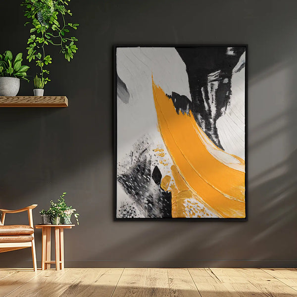 Leinwandbild handgemalt mit Acrylfarbe und Strukturpaste im Hochformat, Resonanz des Geistes, 150x200 mit Bilderrahmen in Schwarz