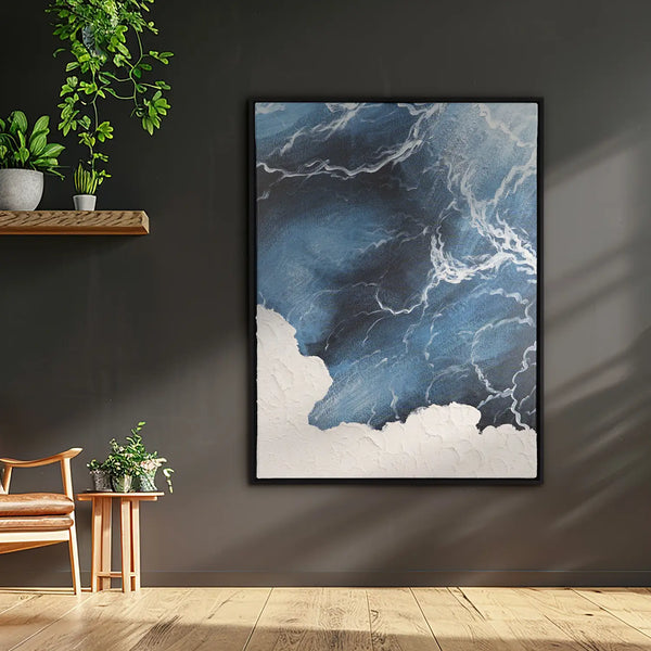 Leinwandbild handgemalt mit Acrylfarbe und Strukturpaste im Hochformat, Polaritaeten des Lebens1, 150x200 mit Bilderrahmen in Schwarz