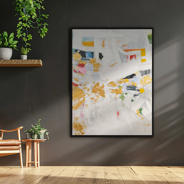 Leinwandbild handgemalt mit Acrylfarbe und Strukturpaste im Hochformat, Fragmente der Wahrheit, 150x200 mit Bilderrahmen in Schwarz