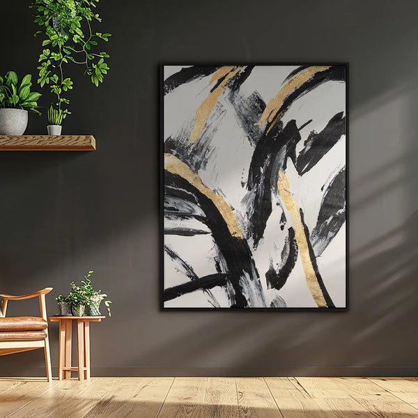 Leinwandbild handgemalt mit Acrylfarbe und Strukturpaste im Hochformat, Ewiger Moment, 150x200 mit Bilderrahmen in Schwarz