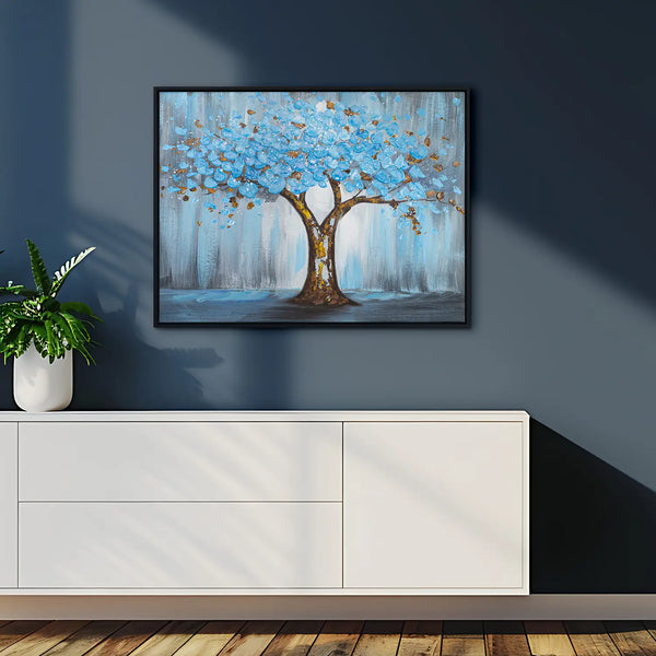 Leinwandbild handgemalt mit Acrylfarbe und Strukturpaste, Baum der Ewigkeit, 150x200 mit Bilderrahmen in Schwarz