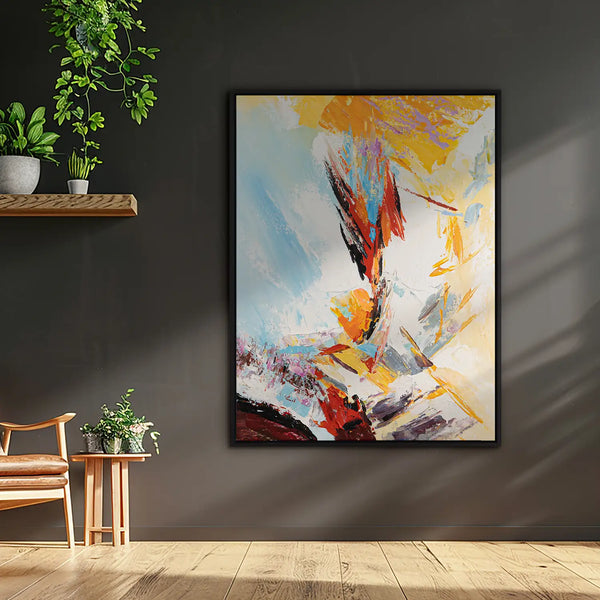 Leinwandbild handgemalt mit Acrylfarbe und Strukturpaste im Hochformat, Versteckte Dimension, 150x200 mit Bilderrahmen in Schwarz