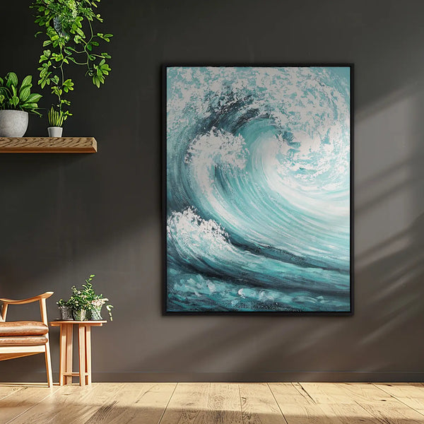 Leinwandbild handgemalt mit Acrylfarbe und Strukturpaste im Hochformat, Das unendliche Spiel, 150x200 mit Bilderrahmen in Schwarz