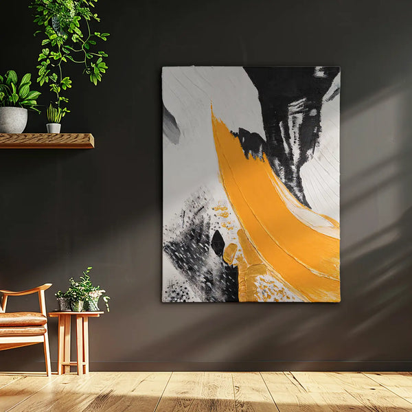 Leinwandbild handgemalt mit Acrylfarbe und Strukturpaste im Hochformat, Resonanz des Geistes, 75x100 mit Bilderrahmen in Weiß