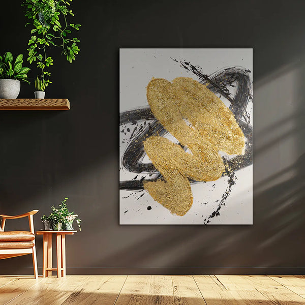 Leinwandbild handgemalt mit Acrylfarbe und Strukturpaste im Hochformat, Harmonie des Unbekannten, 75x100 mit Bilderrahmen in Weiß