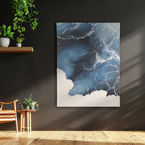 Leinwandbild handgemalt mit Acrylfarbe und Strukturpaste im Hochformat, Polaritaeten des Lebens1, 75x100 mit Bilderrahmen in Weiß