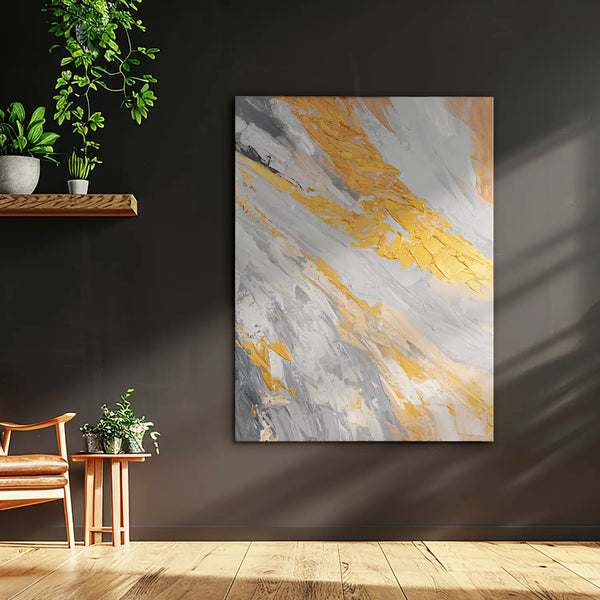 Leinwandbild handgemalt mit Acrylfarbe und Strukturpaste, Atem der Erde, 75x100 mit Bilderrahmen in Weiß