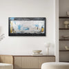 Leinwandbild handgemalt Gemälde mit Acrylfarbe und Strukturpaste im Panorama, Ewige Praesenz, 120x60 mit Bilderrahmen in Weiß