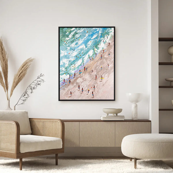 Leinwandbild handgemalt mit Acrylfarbe und Strukturpaste im Hochformat, Raetsel der Existenz, 150x200 mit Bilderrahmen in Eiche Dunkel