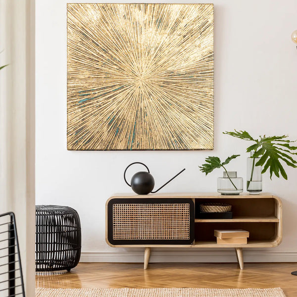 Leinwandbild handgemalt mit Acrylfarbe und Strukturpaste im Quadratisch, Schatten des Seins, 80x80 mit Bilderrahmen in Schwarz