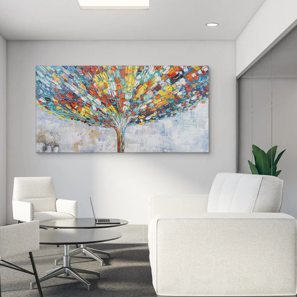 Leinwandbild handgemalt mit Acrylfarbe und Strukturpaste im Panorama, Klang der Stille, 60x120 mit Bilderrahmen in Schwarz