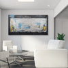 Leinwandbild handgemalt Gemälde mit Acrylfarbe und Strukturpaste im Panorama, Ewige Praesenz, 120x60 mit Bilderrahmen in Schwarz