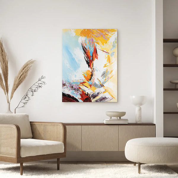 Leinwandbild handgemalt mit Acrylfarbe und Strukturpaste im Hochformat, Versteckte Dimension, 75x100 mit Bilderrahmen in Schwarz