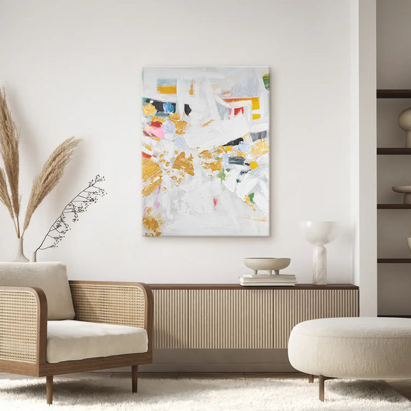 Leinwandbild handgemalt mit Acrylfarbe und Strukturpaste im Hochformat, Fragmente der Wahrheit, 75x100 mit Bilderrahmen in Schwarz