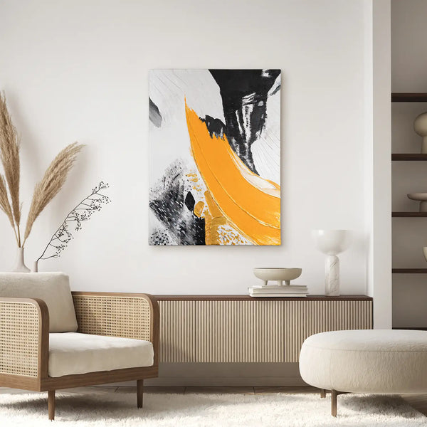 Leinwandbild handgemalt mit Acrylfarbe und Strukturpaste im Hochformat, Resonanz des Geistes, 75x100 mit Bilderrahmen in Schwarz