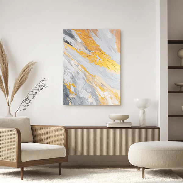 Leinwandbild handgemalt mit Acrylfarbe und Strukturpaste, Atem der Erde, 75x100 mit Bilderrahmen in Schwarz