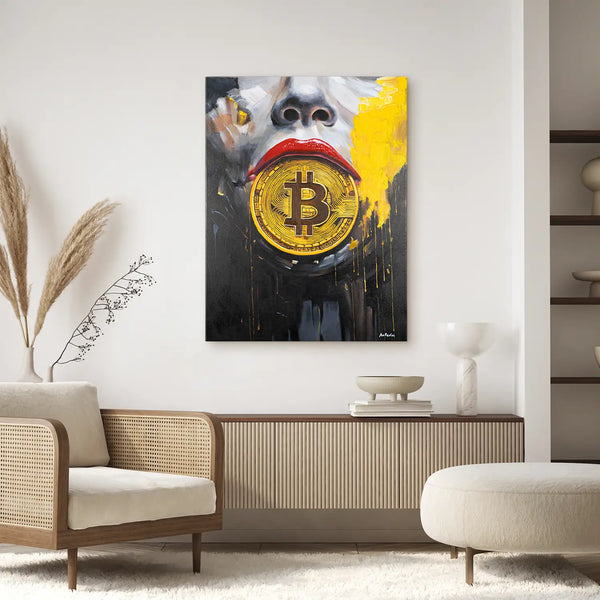 Leinwandbild handgemalt mit Acrylfarbe und Strukturpaste im Hochformat, Preis der Stille, 75x100 mit Bilderrahmen in Schwarz