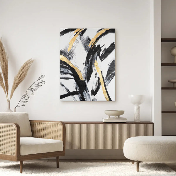 Leinwandbild handgemalt mit Acrylfarbe und Strukturpaste im Hochformat, Ewiger Moment, 75x100 mit Bilderrahmen in Schwarz