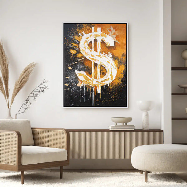 Leinwandbild handgemalt mit Acrylfarbe und Strukturpaste im Hochformat, Dollar, 120x160 ohne Rahmen