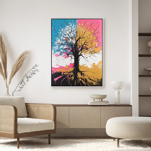 Leinwandbild handgemalt mit Acrylfarbe und Strukturpaste im Hochformat, Chromatischer Wipfel, 120x160 ohne Rahmen